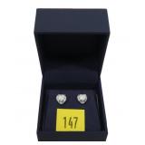 Sterling silver heart shape opal post earrings