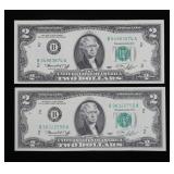 x2- $2 Federal Reserve note, series of 1976,