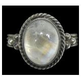 Sterling silver vintage bezel set moonstone ring,