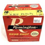 Box of 16 Ga. 2.75' No. 7.5 Remington shur shot