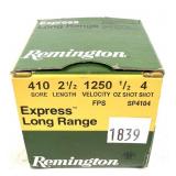 Box of .410 Ga. 2.5' No. 4 shot Remington