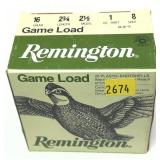 Box of Remington 16 Ga. 2.75" NO. 8 game loads,