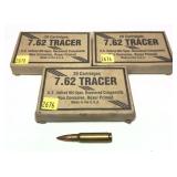 Lot: 60 rds. 7.62 Tracer cartridges, military