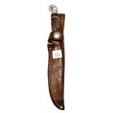 Western Hunting Knife w/ leather sheath, 8'