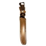 Western S-W 766 knife w/ leather sheath, 10.5'