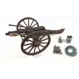 Cannon on wooden carriage, 14.25' Barrel