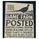 Vintage NYS Conservation tin sign, 14 1/2' x 12'