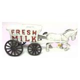 Cast iron milk horse and buggy, 10' L