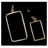 Lot of two 21K Yellow gold bezels with bails for
