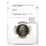 1983-S quarter, PCCB slab certified Proof 68