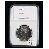 2002-P Kennedy half dollar, gem BU