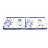 x2- 2000 Proof sets, -x2 sets, Sold by the piece,