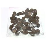 Lot of wheat cents, 128 pcs.
