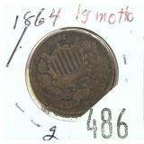 1864 2-cent piece