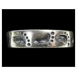 Sterling silver footprints band ring, new with