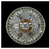 Sterling silver round and baguette white and gold