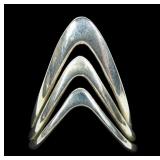Sterling silver triple row chevron wrap style