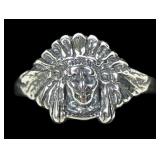 Sterling silver Indian head ring, size 8