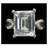 Sterling silver lovely emerald cut CZ solitaire