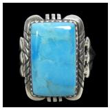 Sterling silver dentil set split shank turquoise