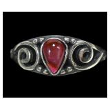 Sterling silver bezel set pear shaped pink paua