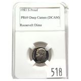 1983-S dime, PCGS slab certified Proof 69