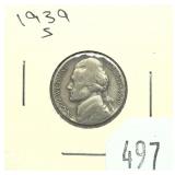 1939-S Jefferson nickel
