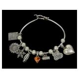 Sterling silver stirrup bangle bracelet with