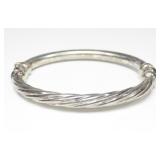 Sterling silver hinged rope design bangle bracelet