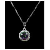 Sterling silver round brilliant cut mystic topaz