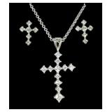Sterling silver CZ cross with 18" sterling chain