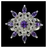 Sterling silver split shank round and marquise cut
