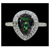 Sterling silver pear cut prong set mystic quartz