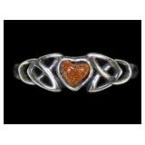 Sterling silver bezel set heart shaped goldstone