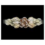 Sterling silver and 10K gold flower and leaves