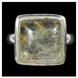 Sterling silver bezel set square cabochon