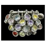 Sterling silver 4-row ring with round cut bezel