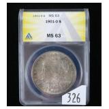 1901-O Morgan dollar, ANACS slab certified MS-63