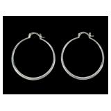 Sterling silver hoop earrings, 1.5" diameter,