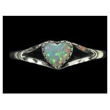 Sterling silver heart shaped split shank lab fire