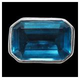 Sterling silver large rectangular cut bezel set