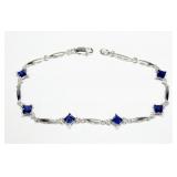Sterling silver 7.5" bracelet with square cut