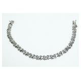 Sterling silver 7" hearts and hugs diamond accents