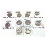 x10- Kennedy Unc. half dollars, non-silver,