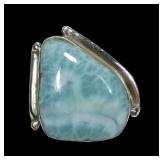Sterling silver bezel set freeform larimar wide