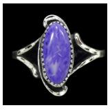 Sterling silver dentil set split shank sugilite