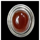 Sterling silver bezel set large cabochon carnelian