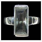 Sterling silver lozenge cut bezel set peridot