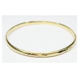 14K Yellow gold hinged decorated bangle bracelet,