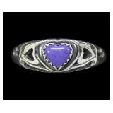 Sterling silver denitl set heart shaped sugilite